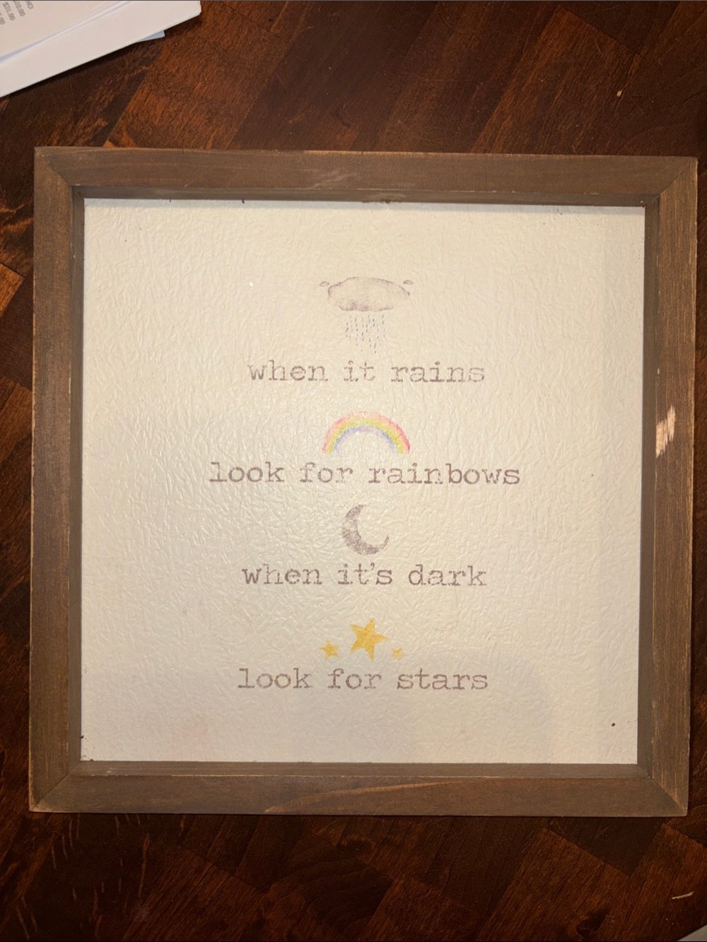 Crafthouse Brown Framed Rainbows, Moon & Stars Wall Quote
